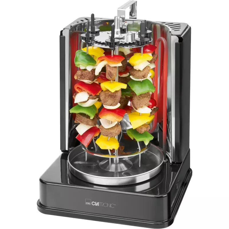 Vertical electric multigrill CLATRONIC DVG 3686 — 1400 W, black, rotary spit and 6 skewers