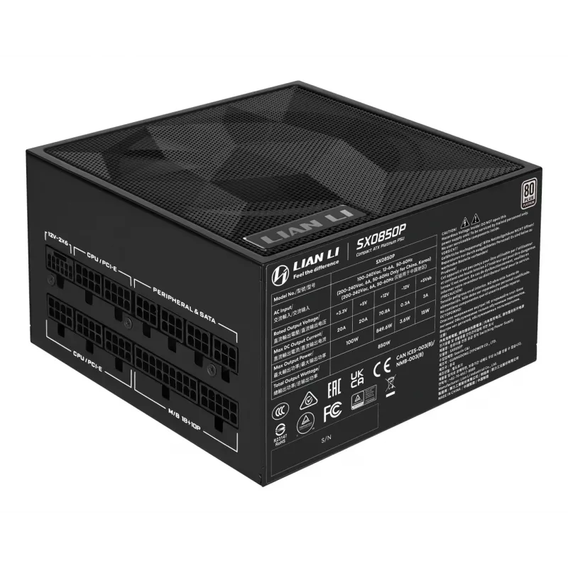 Power supply lian li SX Series 850W 80 PLUS Platinum fully modular PCIe 5.1 ATX 3.1