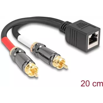 DeLOCK audio cable 0.2 m RJ-45 2 x RCA Black