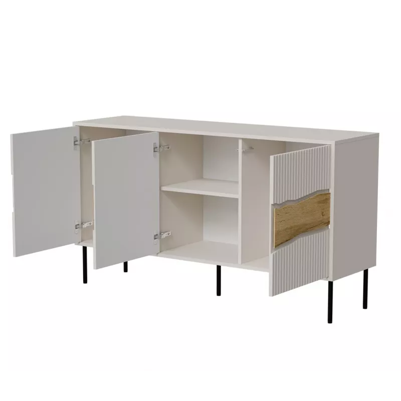 Chest of drawers Cama Meble INSERTO 3D 143.5×40×80 cm — cashmere finish with LED