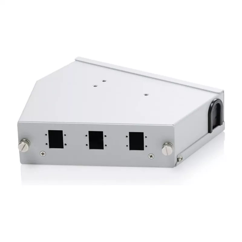 DIN rail fiber optic splice distributor DIGITUS DN-96894 — angled, 6 SC SX / LC DX, aluminium, grey