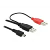 USB Cable DeLOCK 2x USB2.0-A male / USB mini 5-pin 1 m Black