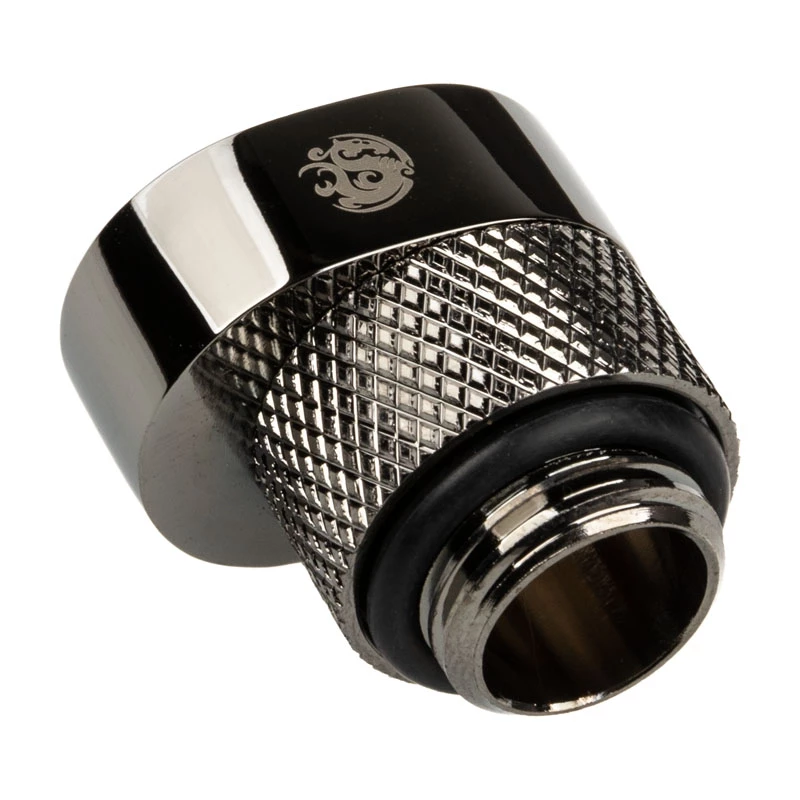 Adapter BitsPower X-Cross G1/4 inch male to G1/4 inch female, 5 mm offset, glossy black