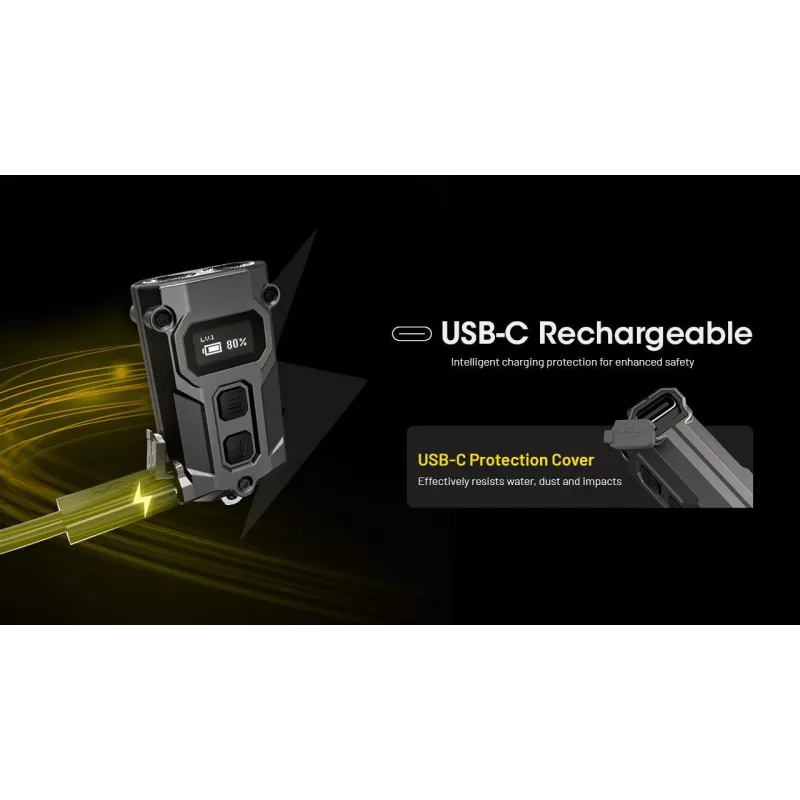 Keychain flashlight Nitecore TINI3 Black 600 lm USB rechargeable