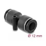 Pneumatic connector DELOCK 12 mm straight with mounting hole, metal/plastic body, female thread, length 49 mm