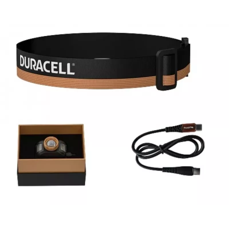 Headlamp Duracell DH1500R — black/orange, rechargeable hands-free light