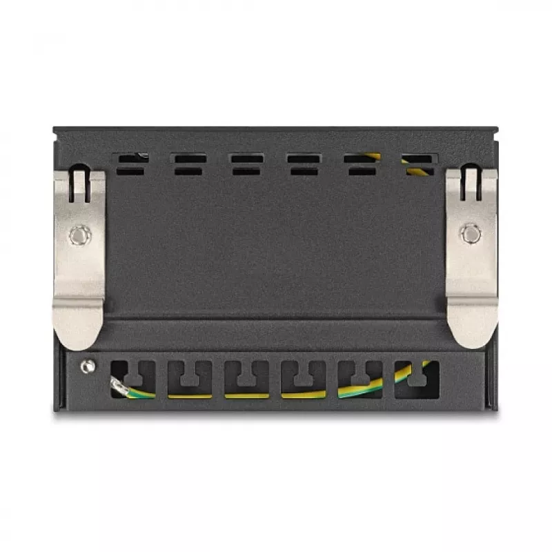 Blank Panel 6‑port for Keystone RJ‑modules DELOCK 90628, black, metal, for table/wall/DIN‑rail mounting