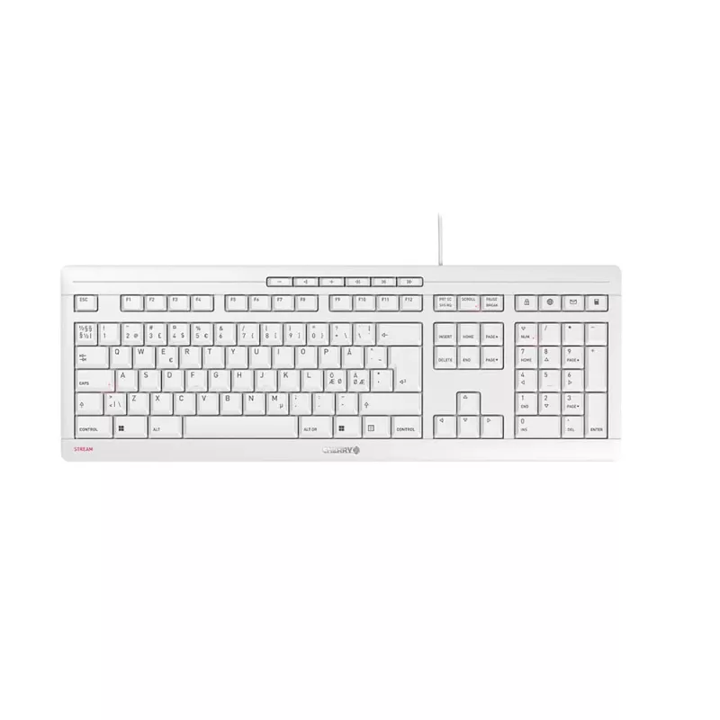 Cherry Stream Keyboard, USB, Pan-Nordic, Pale Grey