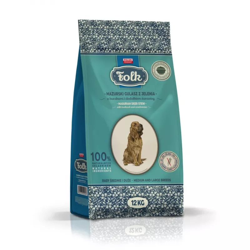 FOLK Medium and large breeds Traditional masurian venison stew with beets and cranberries - dry dog food - 12kg