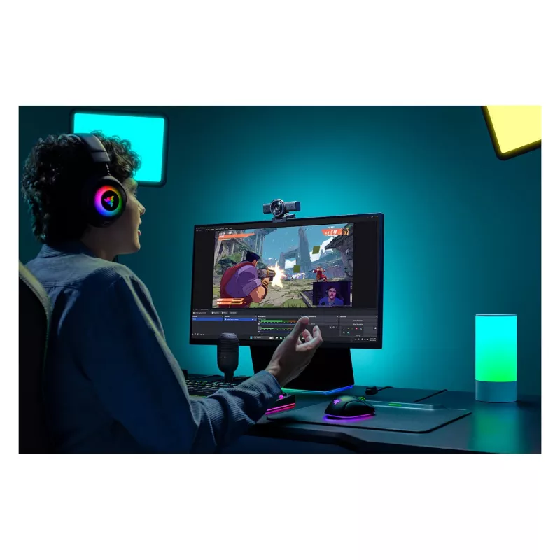 Razer Kiyo V2 X Webcam, 1440p @ 60 FPS, Autofocus, Weitwinkel - black
