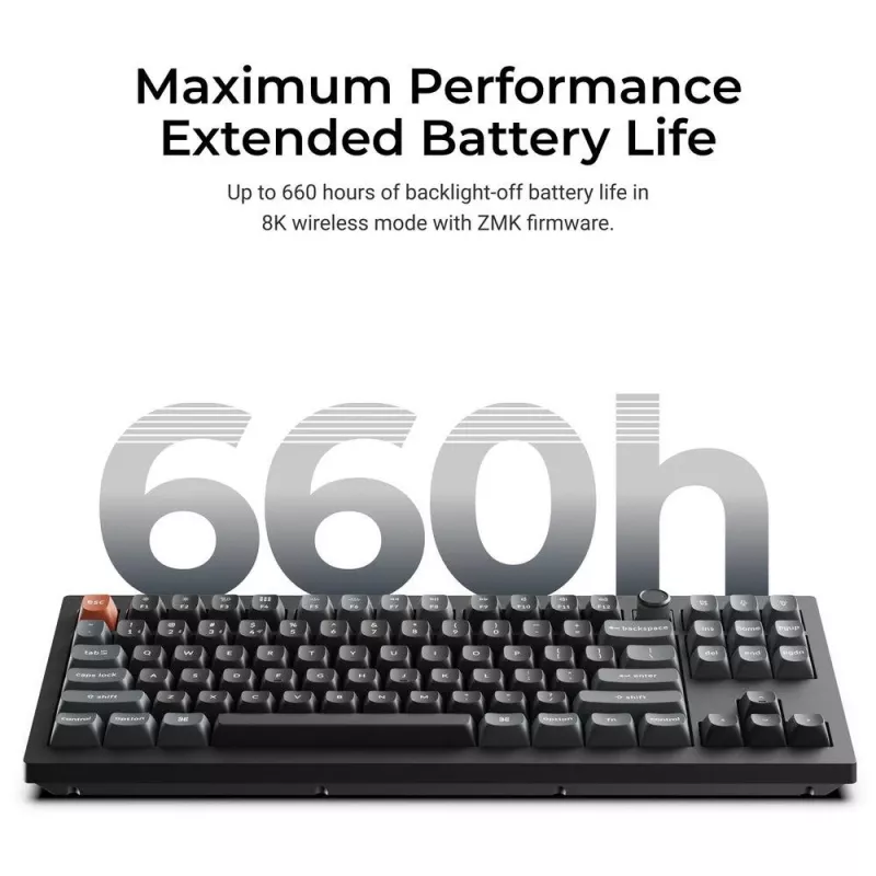 Mechanical keyboard Keychron V3 Ultra 8K — Wired & Bluetooth, QWERTY, RGB, Black