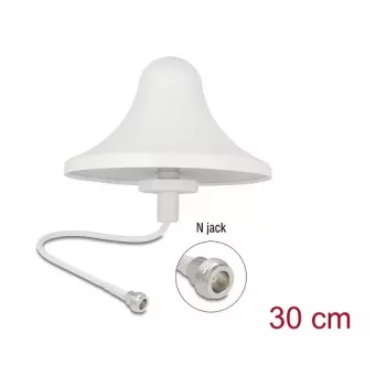 Omni-directional ceiling mount antenna DELOCK 4G WiFi 2.4 GHz N-type (female) 3 dBi RG-58 30 cm