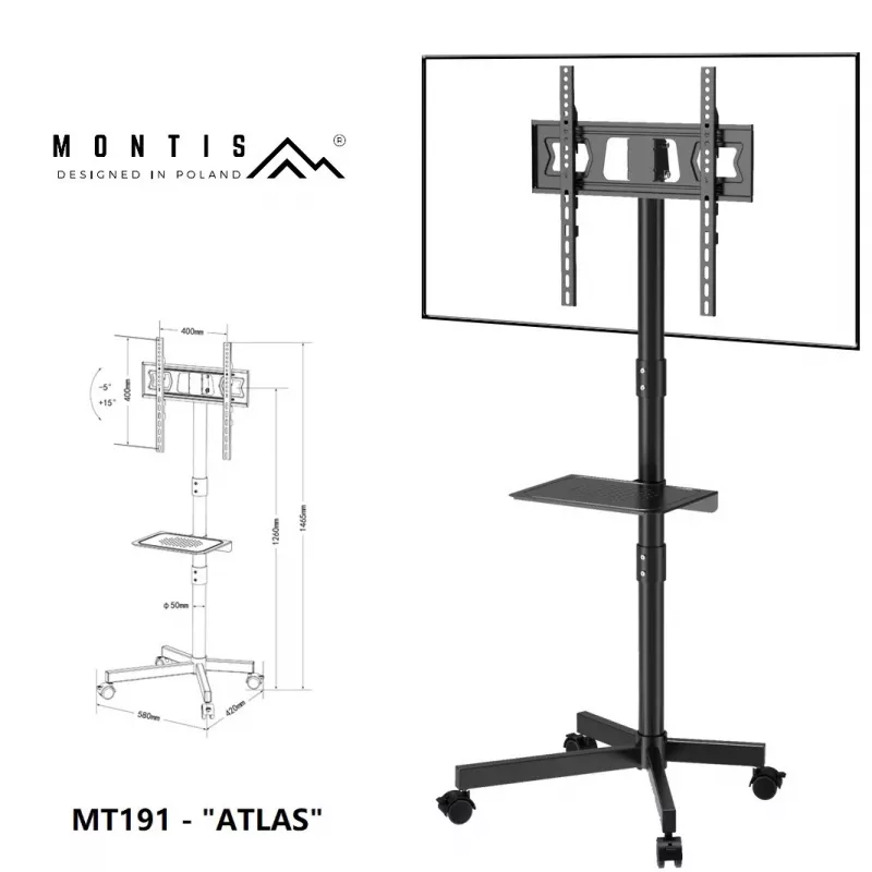 Mobile TV Stand MONTIS MT191 ATLAS for 26–60 inch screens, max load 35 kg, VESA up to 400x400