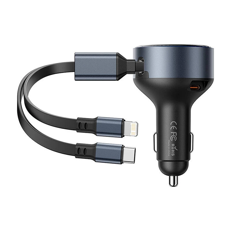 Car charger Vention FFOB0 30W with USB‑C to Lightning cable, 30 W output for iPhone charging