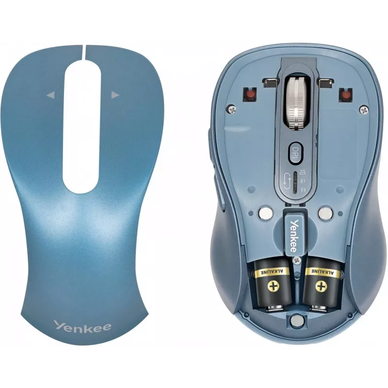 Wireless mouse YENKEE YMS2010BE dual-mode ergonomic, 2.4 GHz USB receiver + Bluetooth 5.1, 4-level DPI 1000–3200, 6 buttons