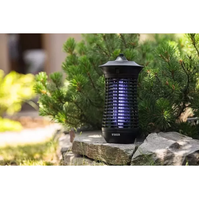 Electric insecticide lamp NOVEEN IKN18 IPX4 — 18 W UVA tube, 100 m² coverage, 1700–1800 V, indoor/outdoor, hangable, metal, black