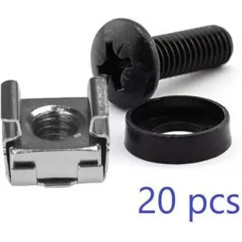 Cage nuts pack LOGON RAX106 Black Silver Stainless steel Steel 48.3 cm