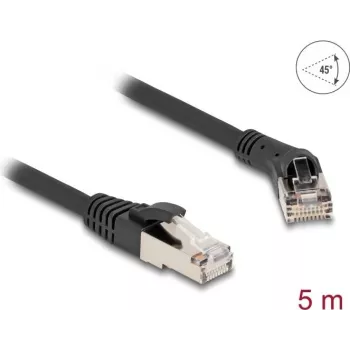 Network Cable DeLOCK RJ45 Cat.8.1 S/FTP 45° right angled to straight 5m black