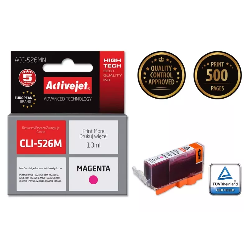 Ink cartridge ActiveJet ACC-526MN compatible for Canon, magenta, dye-based ink, 10 ml, high (XL) yield, single pack