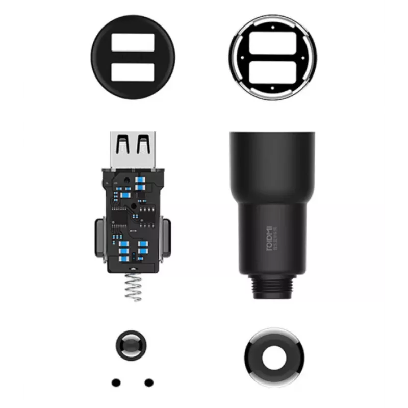 Roidmi 3S Car Charger with FM Transmitter, Bluetooth, Black Color