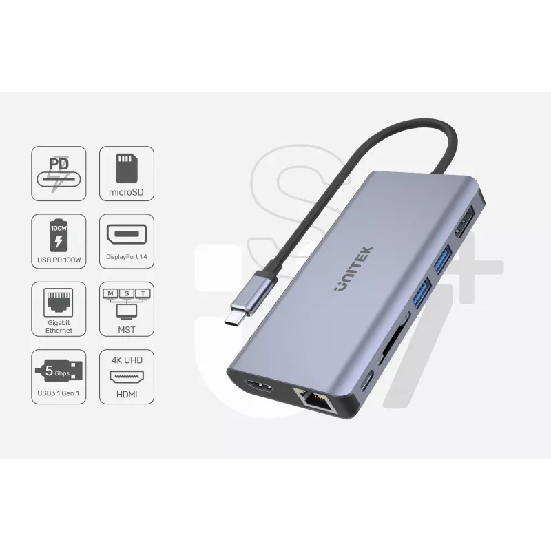 Hub UNITEK uHUB S7 USB 3.2 Gen 1 Type-C Grey