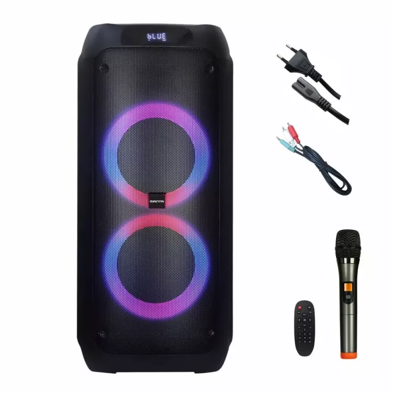 Portable speaker MANTA ATTIS SPK0802 120W, Bluetooth, wired input, rechargeable, FM, LED lights