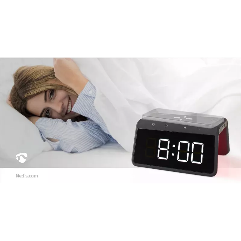 WCACQ30BK, Digital alarm clock, rectangular, black, acrylonitrile-butadiene-styrene (ABS