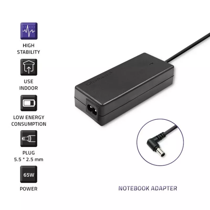 laptop mains adapter Qoltec Toshiba 65w 3.42a 19v 5.5x2.5 50073.65w
