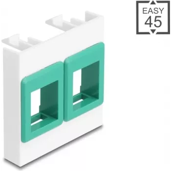 Wall-mount 45x45 mm module frame DELOCK Easy 2x Keystone holders white/green