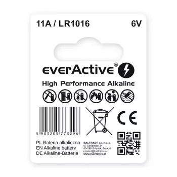 Battery for car remote control everActive 11A LR1016 MN11 6V alkaline, button 10.3×16 mm, 1 pc