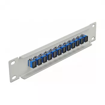 Fiber Optic Patch Panel DeLOCK 10 inch 12 Port SC Simplex Blue 1U Grey