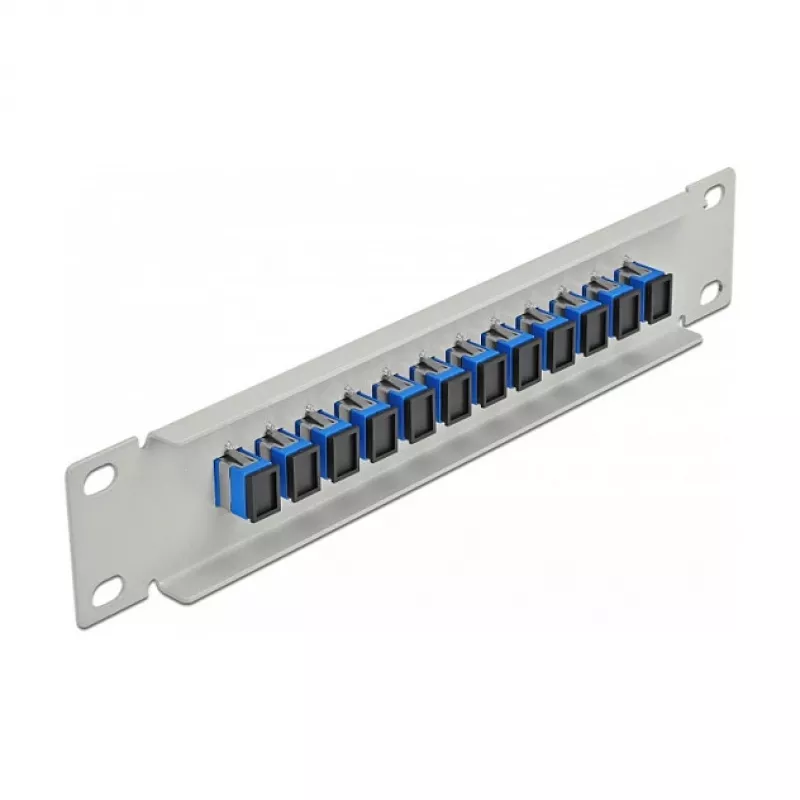 Fiber Optic Patch Panel DeLOCK 10 inch 12 Port SC Simplex Blue 1U Grey