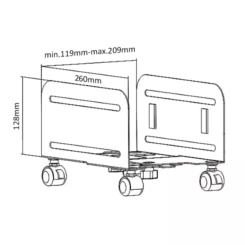 Castor platform MACLEAN MC-851 — castor platform, black, 119×260×128 mm, max load 10 kg