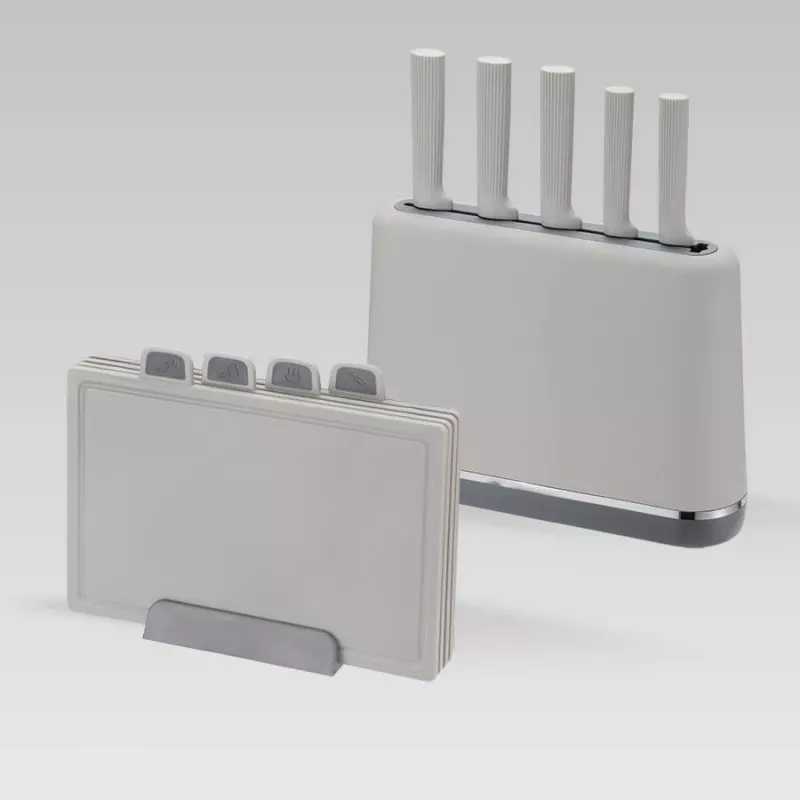 Maestro MR-1412-GREY Knife Set with Block and Cutting Board Set, Grey