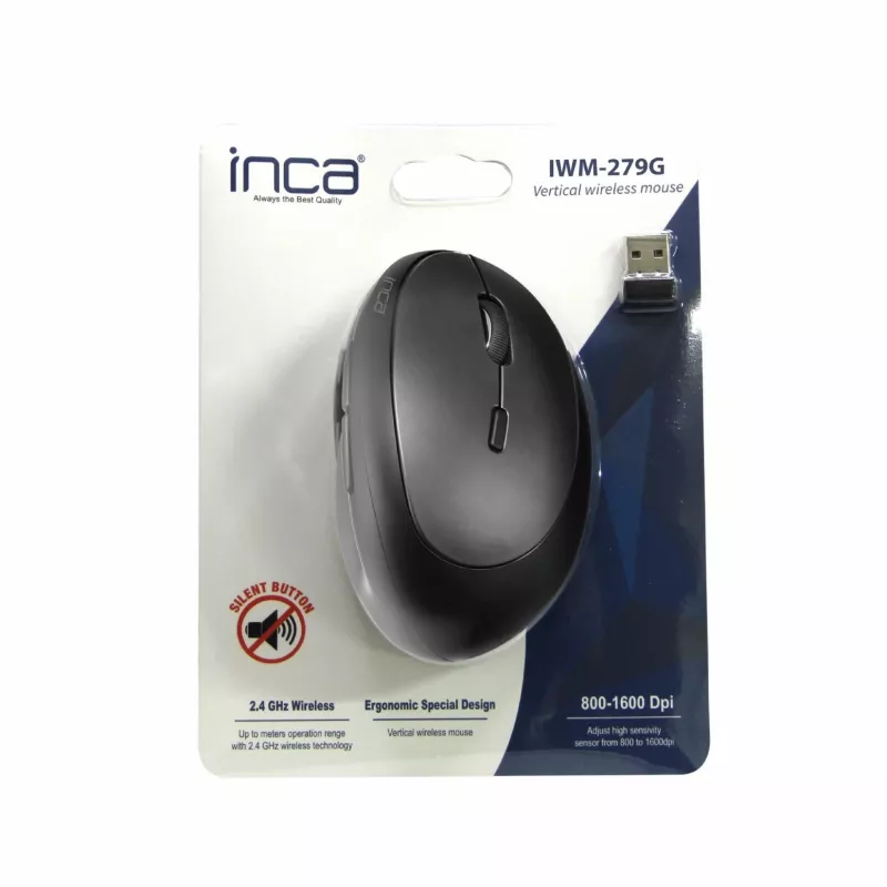 INCA Mouse IWM-279G Vertical, Wireless, 1600 DPI, Grey retail