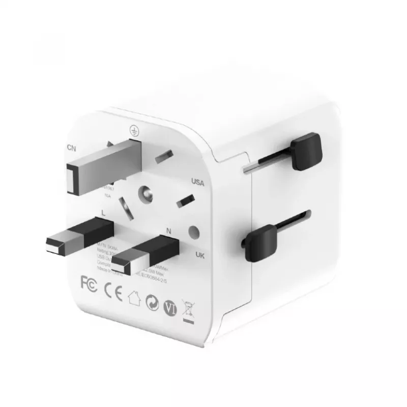 Universal travel adapter GEMBIRD TPA-EU2A12-01-W 12W USB power adapter for international outlets