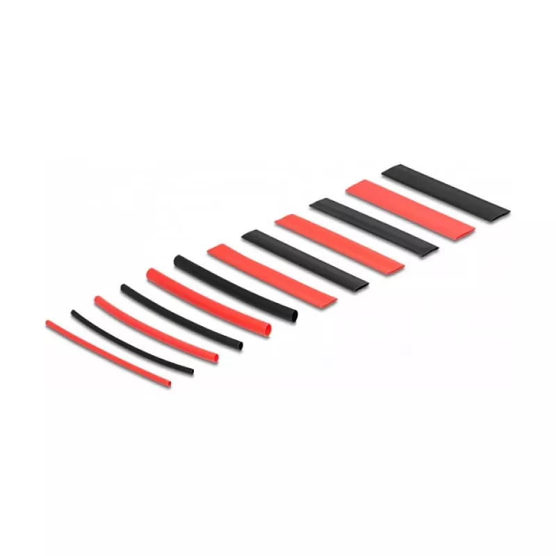 Heat shrink tube DeLOCK 20909 196 pieces black red 2:1
