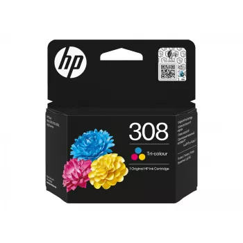HP 308 Tri-color Original Ink Cartridge, Standard Yield, Cyan, Magenta, Yellow, Dye-based ink, 1 pc(s), 120 pages, Combo pack