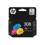 HP 308 Tri-color Original Ink Cartridge, Standard Yield, Cyan, Magenta, Yellow, Dye-based ink, 1 pc(s), 120 pages, Combo pack