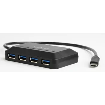 USB hub GEMBIRD ACT-HUB3C-4P — USB 3.2 Gen 1 Type-A host to 4 × USB 3.2 Gen 1 Type-C, 5000 Mbit/s, black