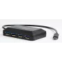 USB hub GEMBIRD ACT-HUB3C-4P — USB 3.2 Gen 1 Type-A host to 4 × USB 3.2 Gen 1 Type-C, 5000 Mbit/s, black