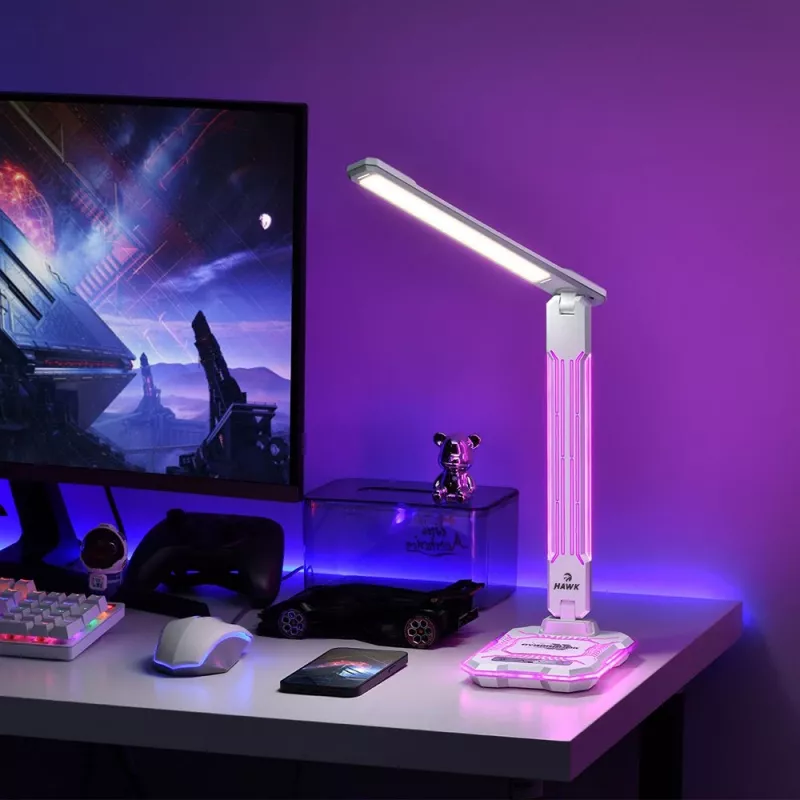 Table lamp Hawk HW-LAMP04 White LED adjustable, white finish, adjustable head and arm