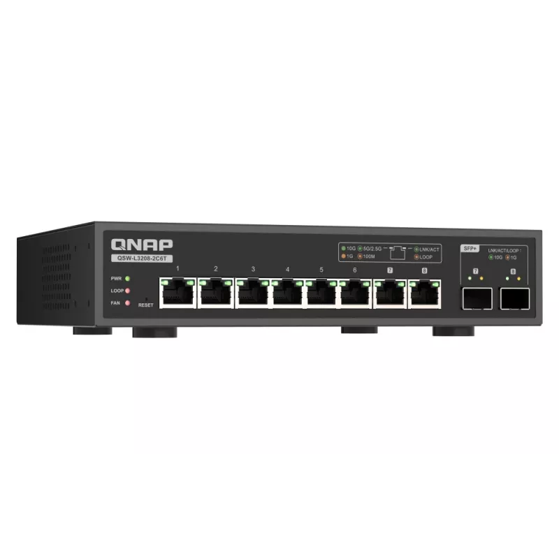 QNAP QSW-L3208-2C6T network switch Managed L2 10G Ethernet (100/1000/10000) Desktop Black