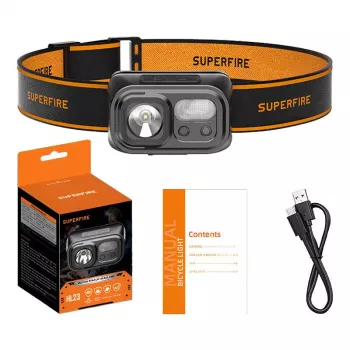 Headlamp Superfire HL23 with 220 lm output and USB-C charging