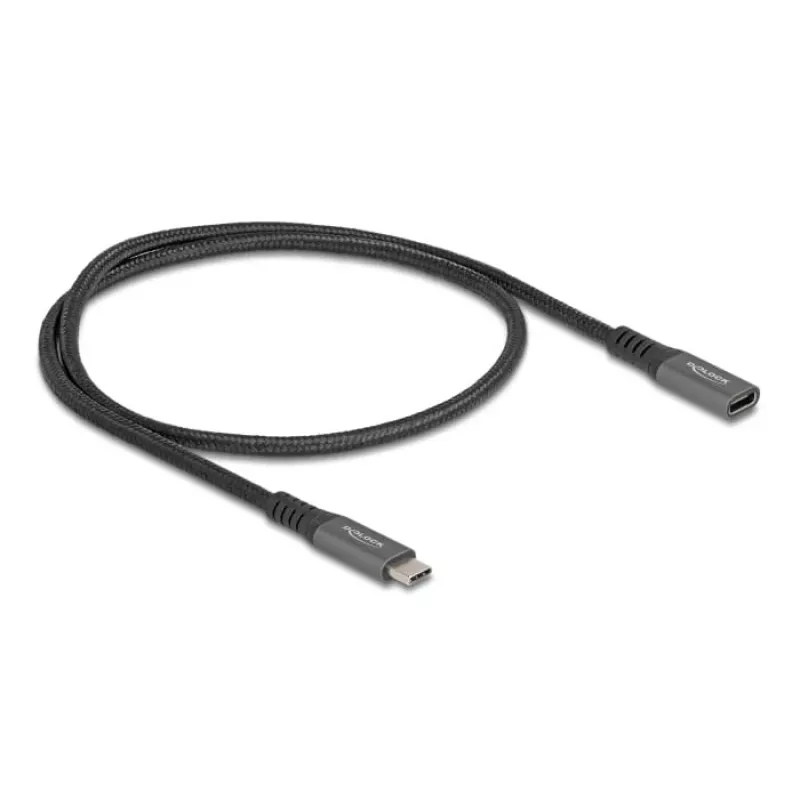 DeLOCK USB Extension Cable USB Type-C male to female 10 Gbps 0.5 m grey metal