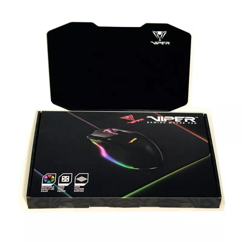Mouse pad PATRIOT Viper Gaming Black — polymer/rubber, LED backlight, USB powered, non-slip, 353.5×242.7 mm, 5.5 mm thickness