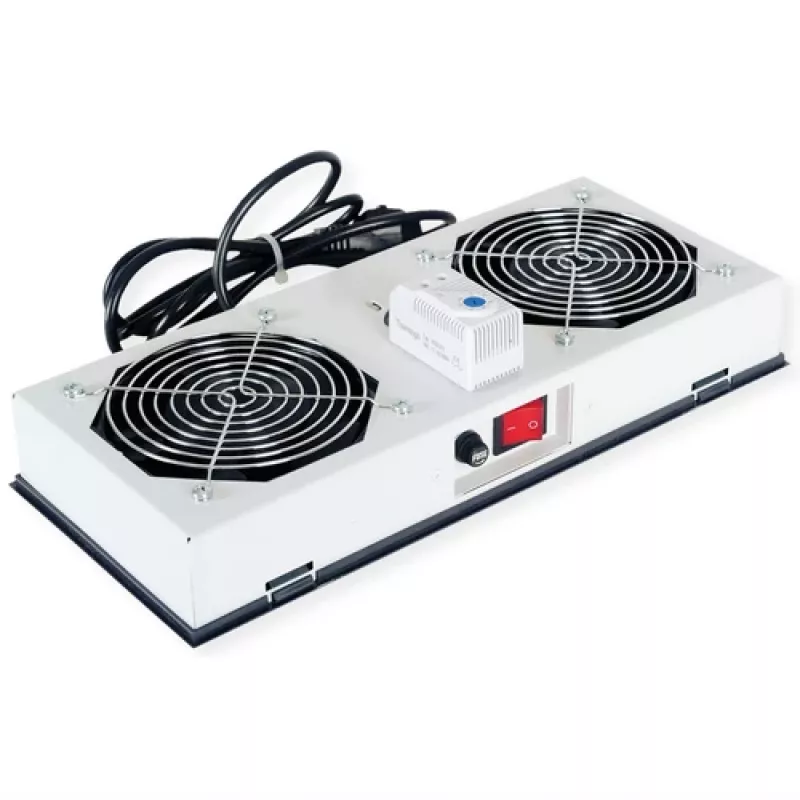 ROLINE fan unit 26.21.0019 — 2 fans for 19 inch wall-mount case, grey