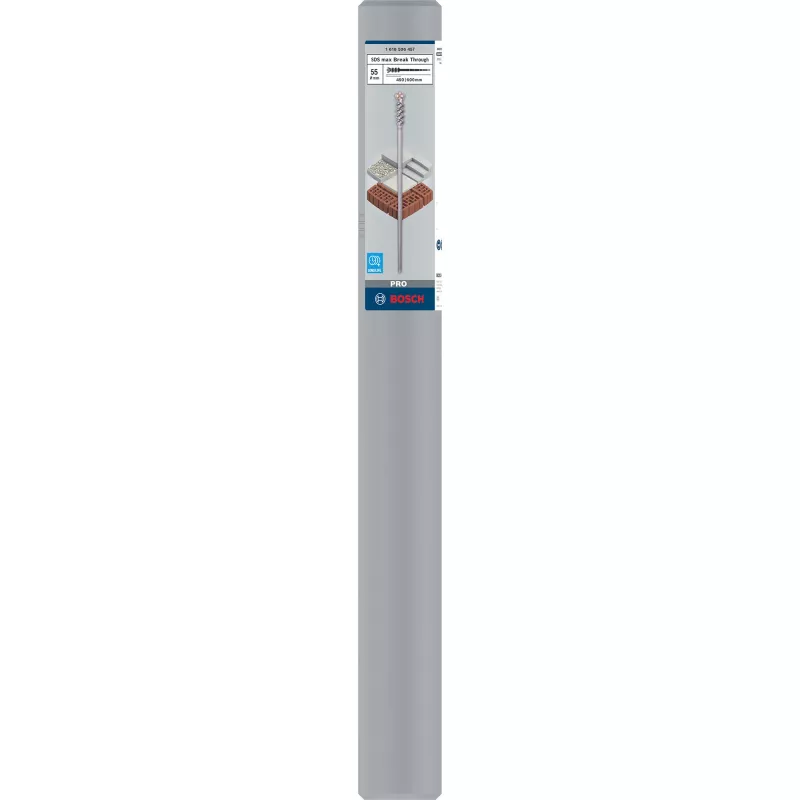 Bosch Breakthrough drill bit sds max-9 break through, Rotary hammer, 5.5 cm, 600 mm, Brick, Concrete, Limestone, 45 cm, SDS Max