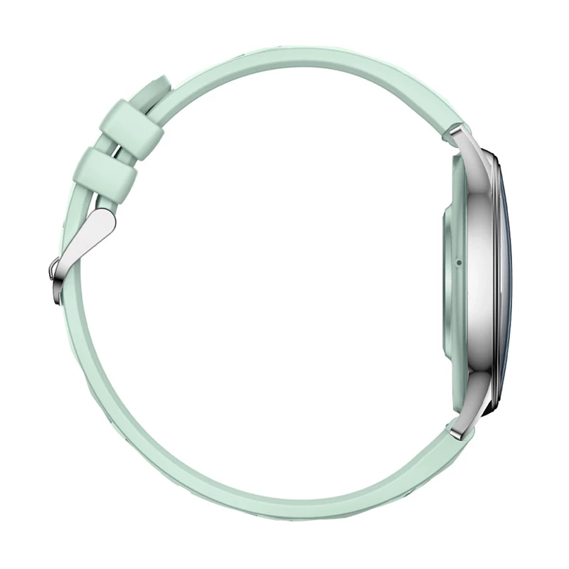 Smartwatch Colmi L28 — Silver-green case with green leather strap