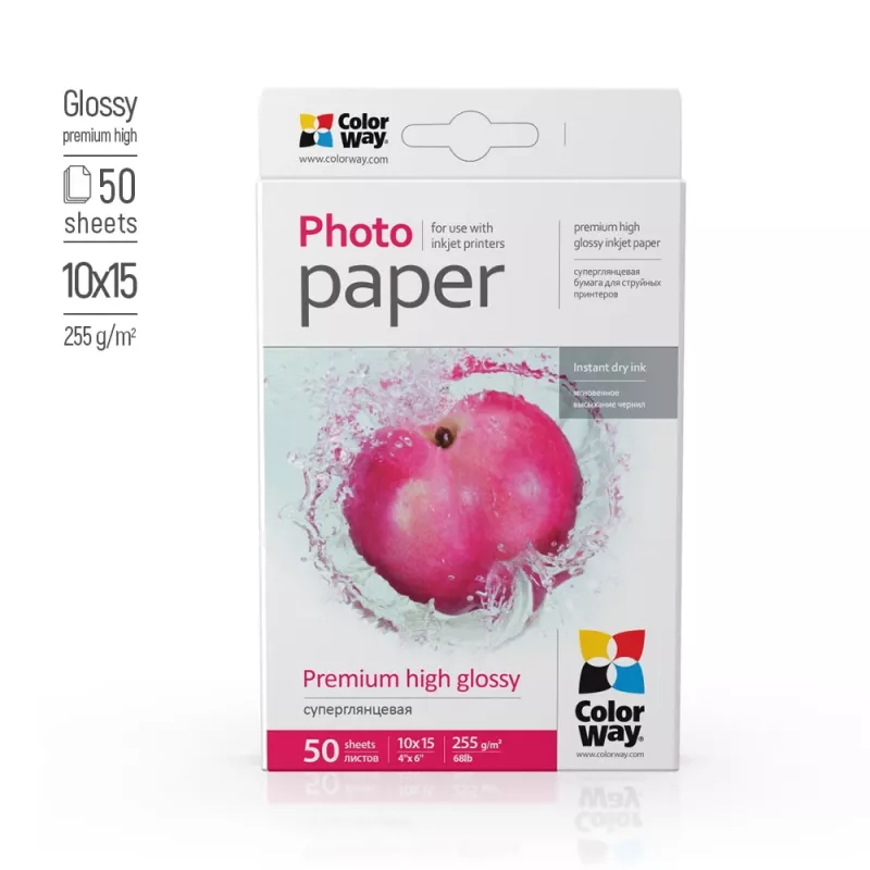 Photo paper ColorWay PSG2550504R glossy 255 g/m² 10x15 cm 50 sheets